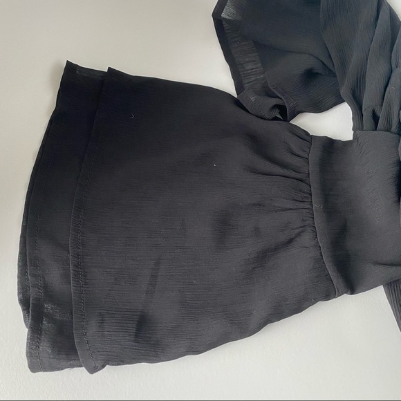 TOBI Black Bell Long Sleeve V Neck Crop Top Y2K size S - Picture 7 of 10